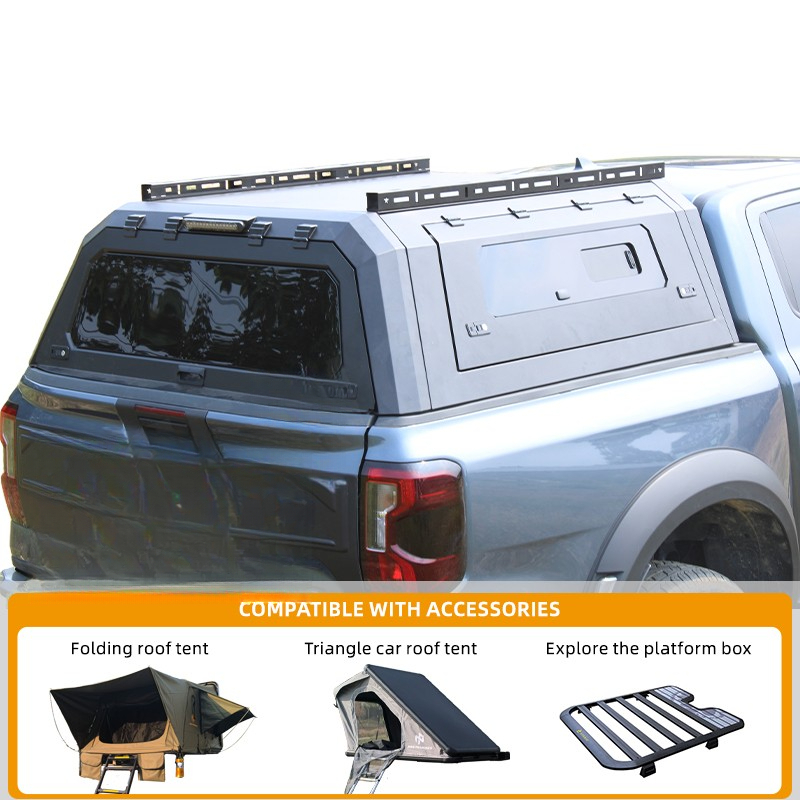 Car Accessories For Camping - 高品質ステンレス製ハードトップピックアップトラック荷台カバー、ルーフラック付きキャンピングキャノピー、タコマ・ハイラックス車用テントタイプアクセサリー