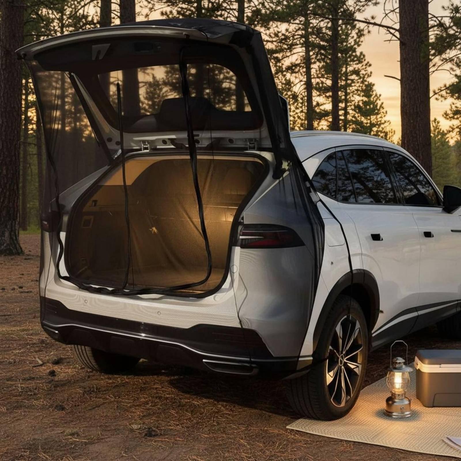 Car Accessories For Camping - リアドアメッシュ蚊帳テールゲートテント屋外キャンプアクセサリーSUV車トランクドッキングテント