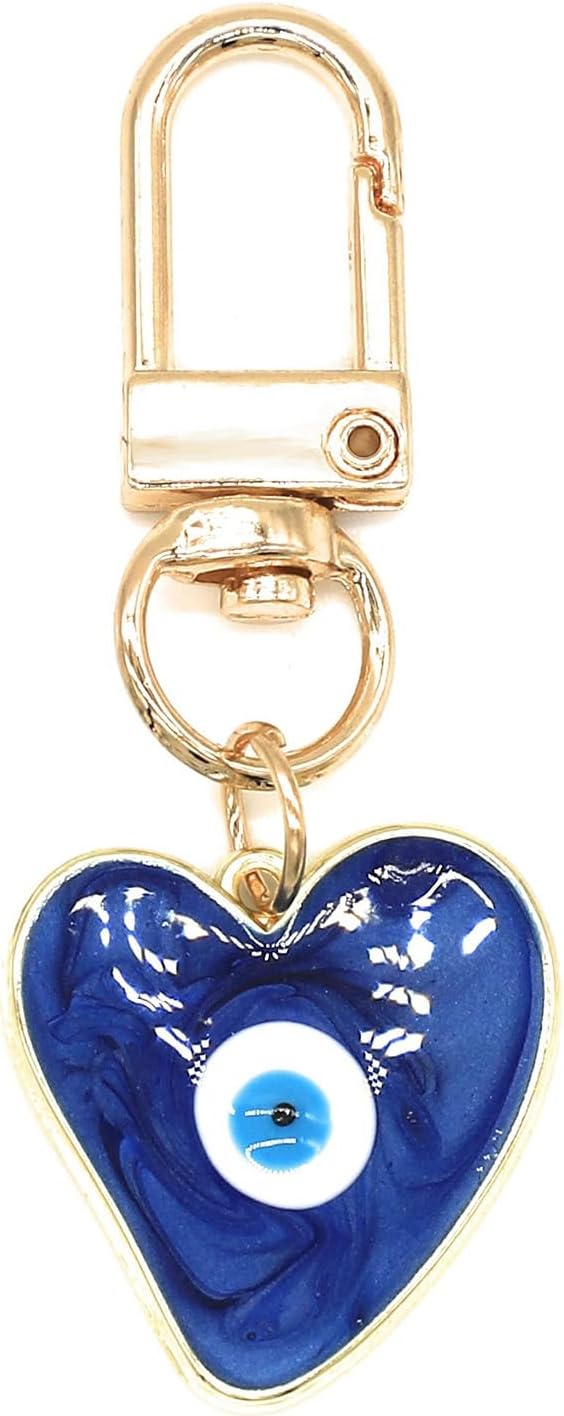 Car Accessories Evil Eye - 邪眼キーホルダー スウェットハートキーホルダー 女性男性用保護チャーム 車のキーリング バッグ財布アクセサリー クリスマスギフト