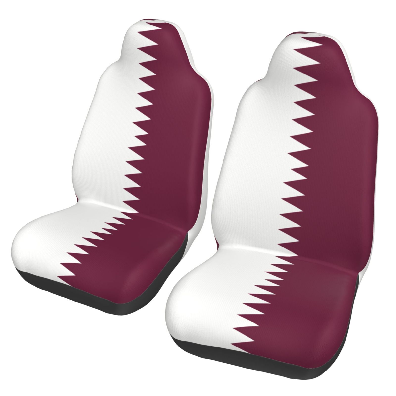 Car Accessories Qatar - カタール国旗プリント愛国テーマのカーシートカバー 2 個セット 車のアクセサリー すべての車種に適したシートカバー