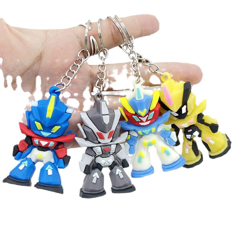 Car Accessories Gifts For Men - ガンダムシリコンキーホルダー、ミニモビルスーツアニメフィギュアキーリング、耐久性のあるソフトラバーキーホルダー、車、バックパック、バッグに最適、ガンダムファン、子供、男の子、男性、ティーンエイジャー、大人へのコレクターズギフトです。