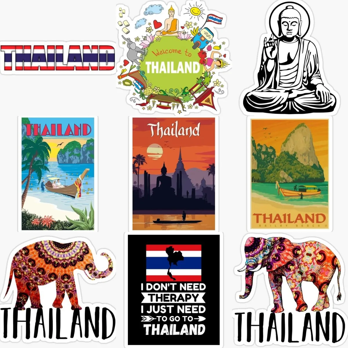Car Accessories Thailand - 象の仏教の風景ステッカー,車,自転車,オートバイ,トラック,キャンピングカー,壁,ラップトップ,窓,ドア,ガラスのステッカー,アクセサリー