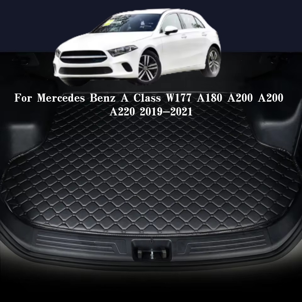 Car Accessories Mercedes - メルセデスベンツAクラスW177 A180 A200 A220 2019-2021用カスタムカーマット、人工皮革カーマットアクセサリー