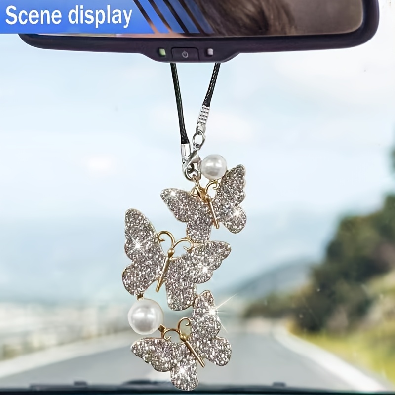 Car Accessories Evil Eye - 蝶々の車用吊り下げペンダント装飾品、車のバックミラーチャームペンダント、車の装飾アクセサリー