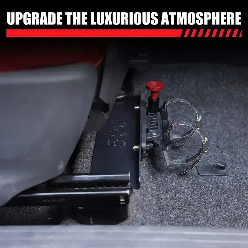 Car Accessories Under 500 - フィアット 500 2016-2025 アルミ合金製 ブラック カーシート下収納ブラケットマウントオーガナイザーアクセサリー
