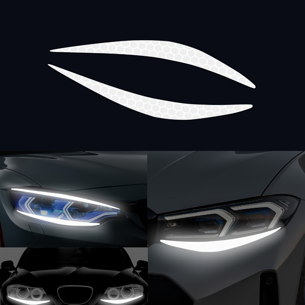 Car Accessories Evil Eye - 2 ピース/1 ペア反射アイライナー車のヘッドライト眉毛ステッカー防水フロントライト安全警告デカールクリエイティブ装飾