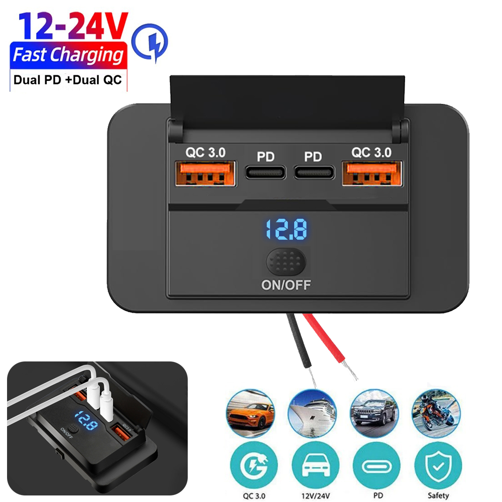 Car Accessories Thailand - 新しい 4 ポート車の充電器ソケットパネル 12 V/24 V