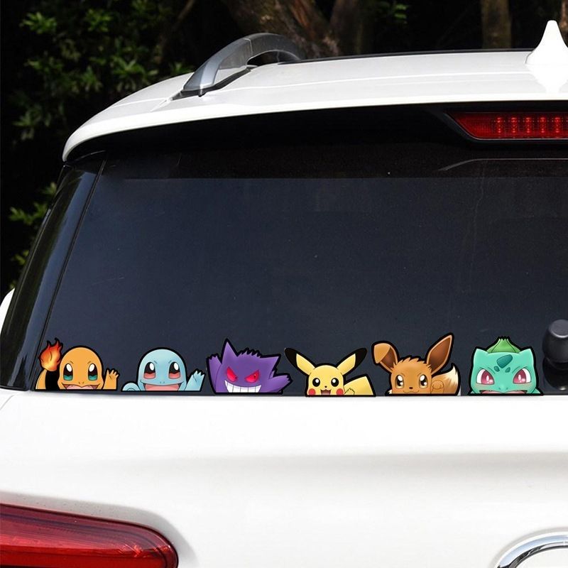 Car Accessories Sticker - ポケモン車窓ステッカー、ポケモンゲンガー車後部傷防止ステッカー、漫画風のかわいい楽しいステッカー、友達へのプレゼント