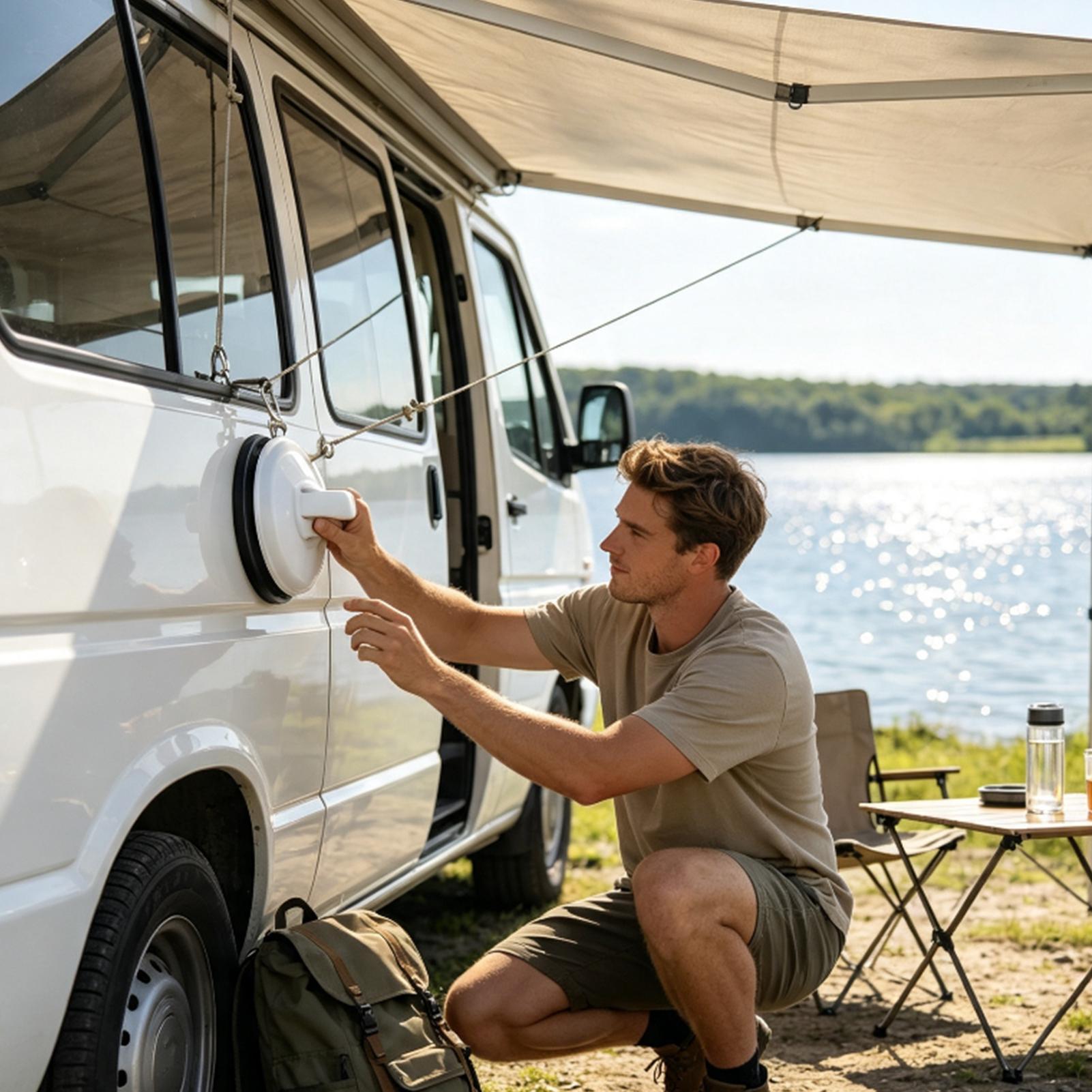 Car Accessories For Camping - 強力な吸盤、ヘビーデューティー真空、穴あけ不要、滑り止めフック、RVルーフ、キャンプ用タープアクセサリー、ガラス窓、タイル、車用