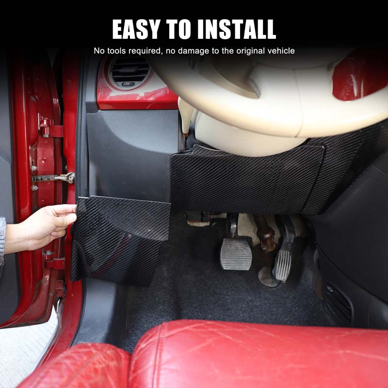 Car Accessories Under 500 - フィアット 500 2007-2015 本物のカーボンファイバー車のダッシュボードステアリングホイール下装飾パネルインテリア修正アクセサリー