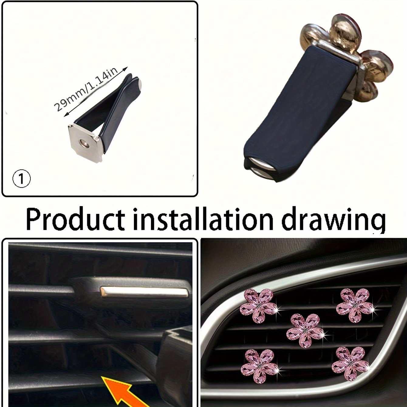 5 個ブリンブリンクリスタルフラワーカーエアベントクリップラ - Car Accessories Evil Eye のレビューと価格
