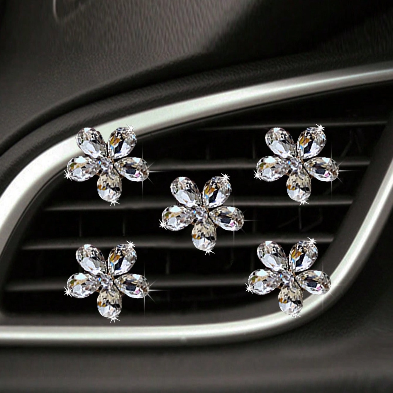 5 個ブリンブリンクリスタルフラワーカーエアベントクリップラ - Car Accessories Evil Eye のレビューと価格