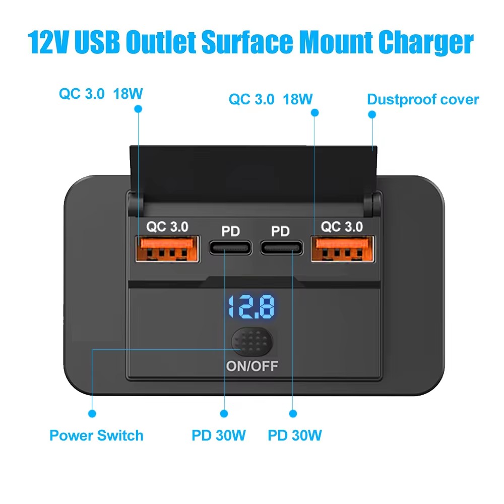 デュアルUSB急速充電器,タイプC,QC 3.0,96W,プ - Car Accessories Thailand のレビューと価格