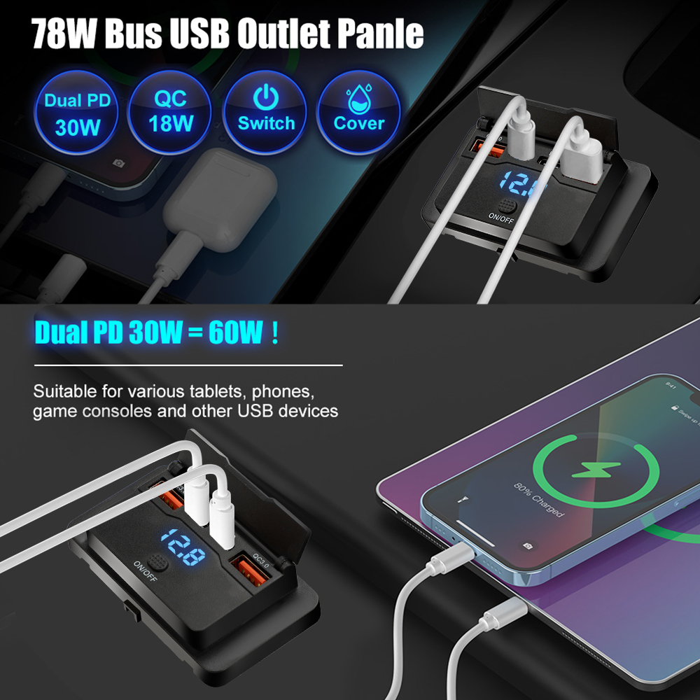 デュアルUSB急速充電器,タイプC,QC 3.0,96W,プ - Car Accessories Thailand のレビューと価格