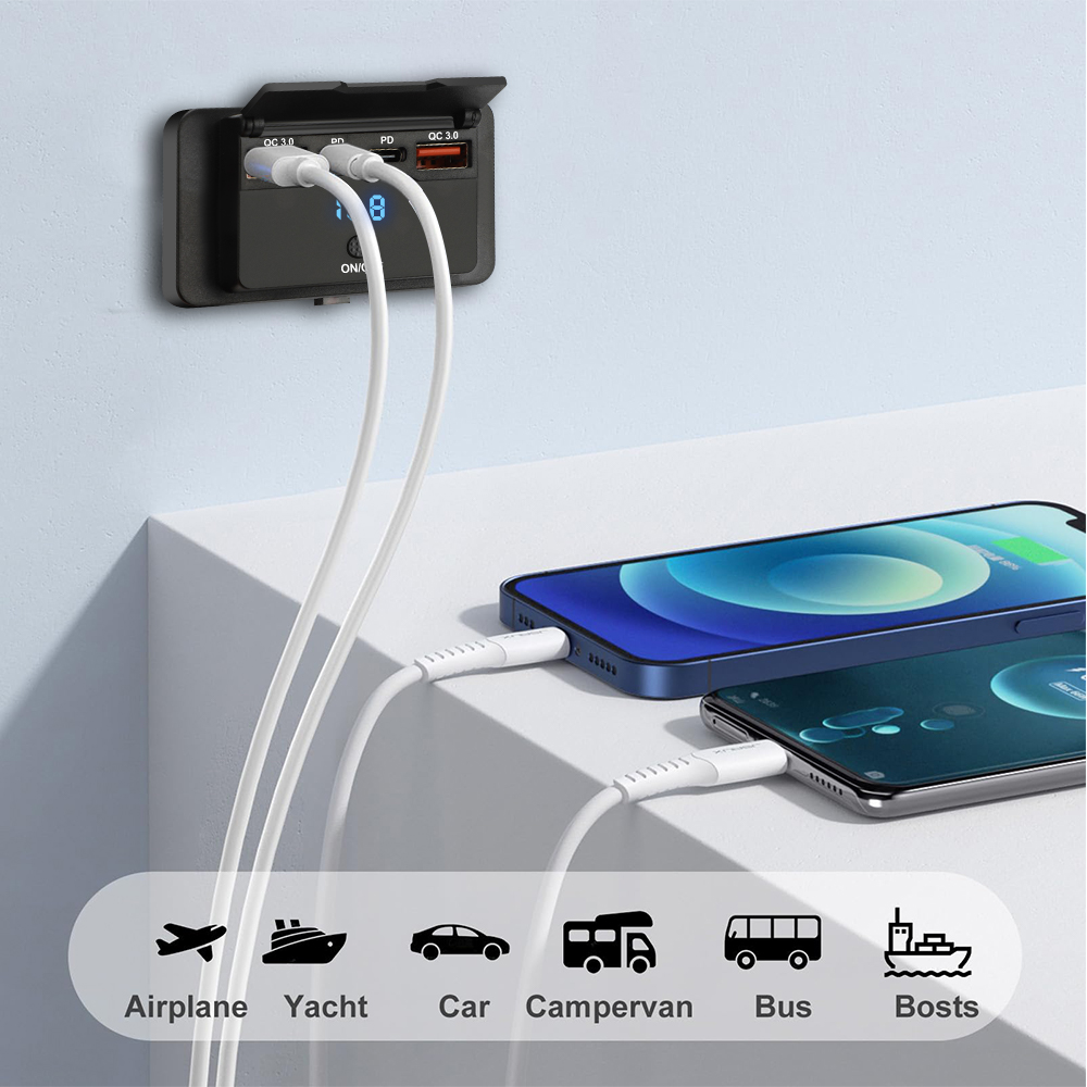 デュアルUSB急速充電器,タイプC,QC 3.0,96W,プ - Car Accessories Thailand のレビューと価格