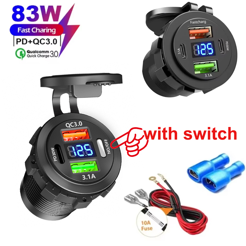 QC 3.0 PD30W デュアルUSB急速充電器ソケット  - Car Accessories Thailand のレビューと価格