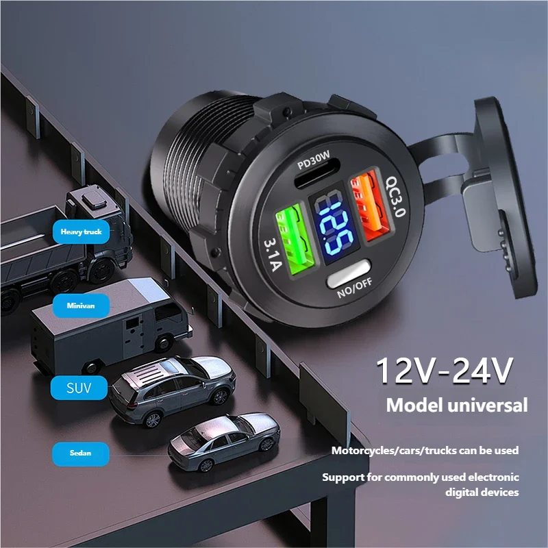 QC 3.0 PD30W デュアルUSB急速充電器ソケット  - Car Accessories Thailand のレビューと価格