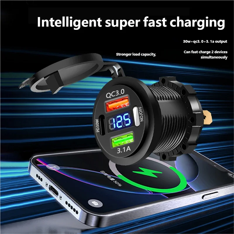 QC 3.0 PD30W デュアルUSB急速充電器ソケット  - Car Accessories Thailand のレビューと価格