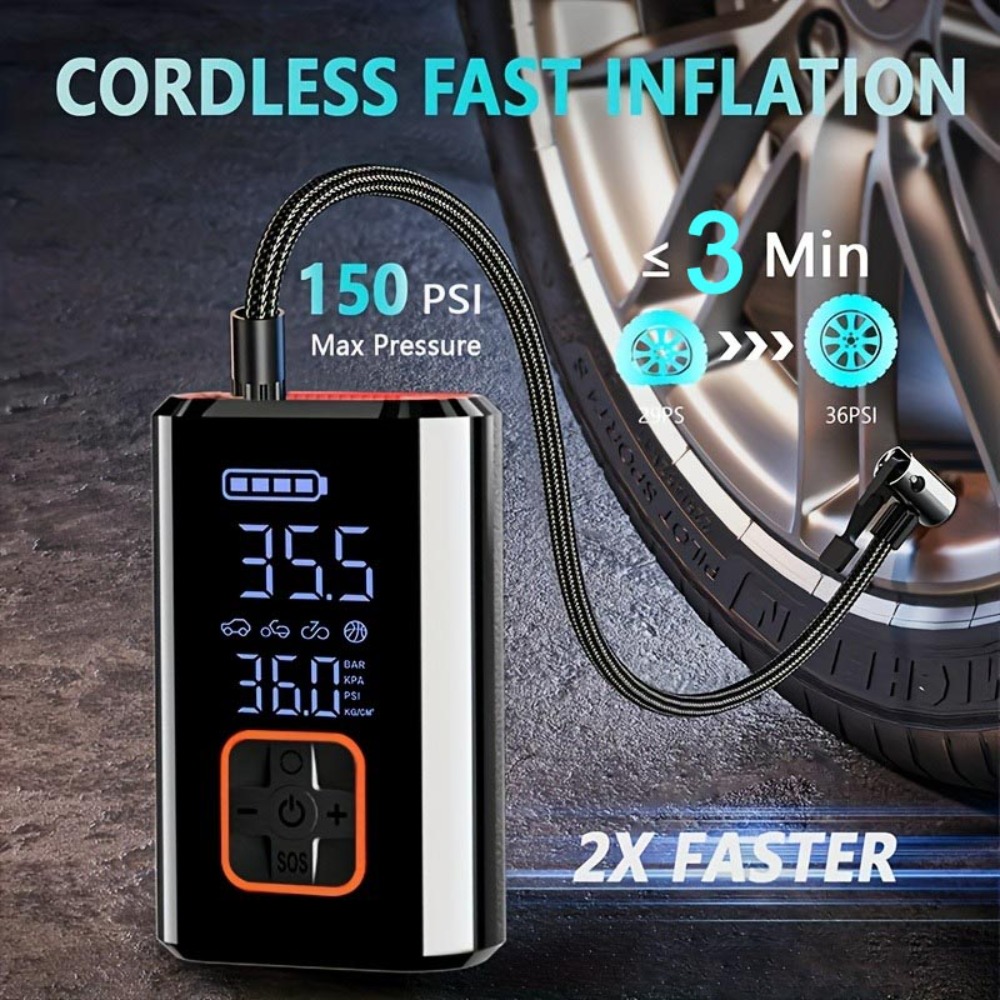 ポータブルエアコンプレッサー コードレスカータイヤインフレー - Car Portable Tire Inflator のレビューと価格