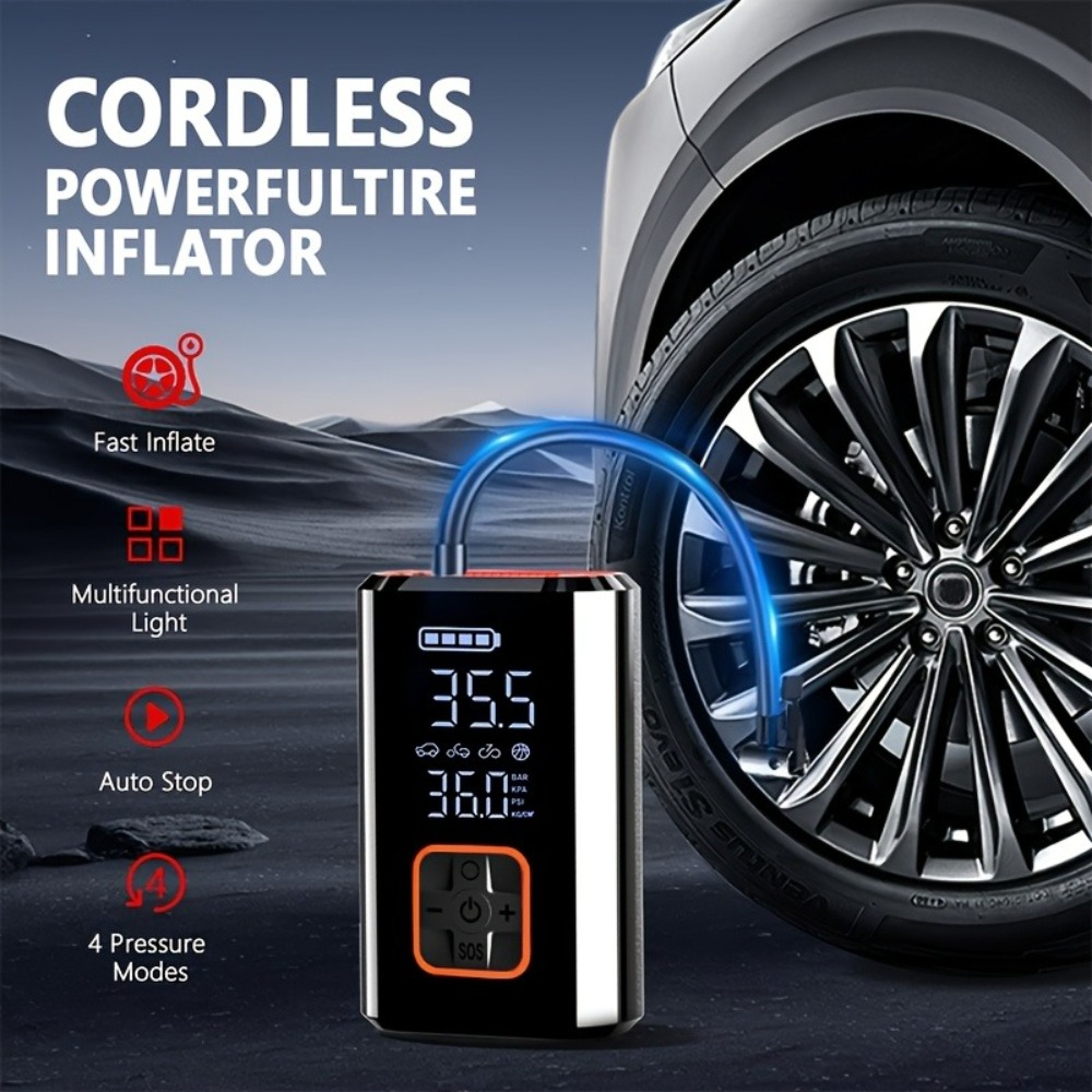 ポータブルエアコンプレッサー コードレスカータイヤインフレー - Car Portable Tire Inflator のレビューと価格