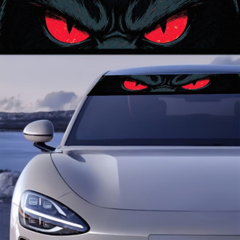 車のフロントガラス用サンバイザーバナーデカール 悪魔の赤い目 - Car Accessories Evil Eye のレビューと価格