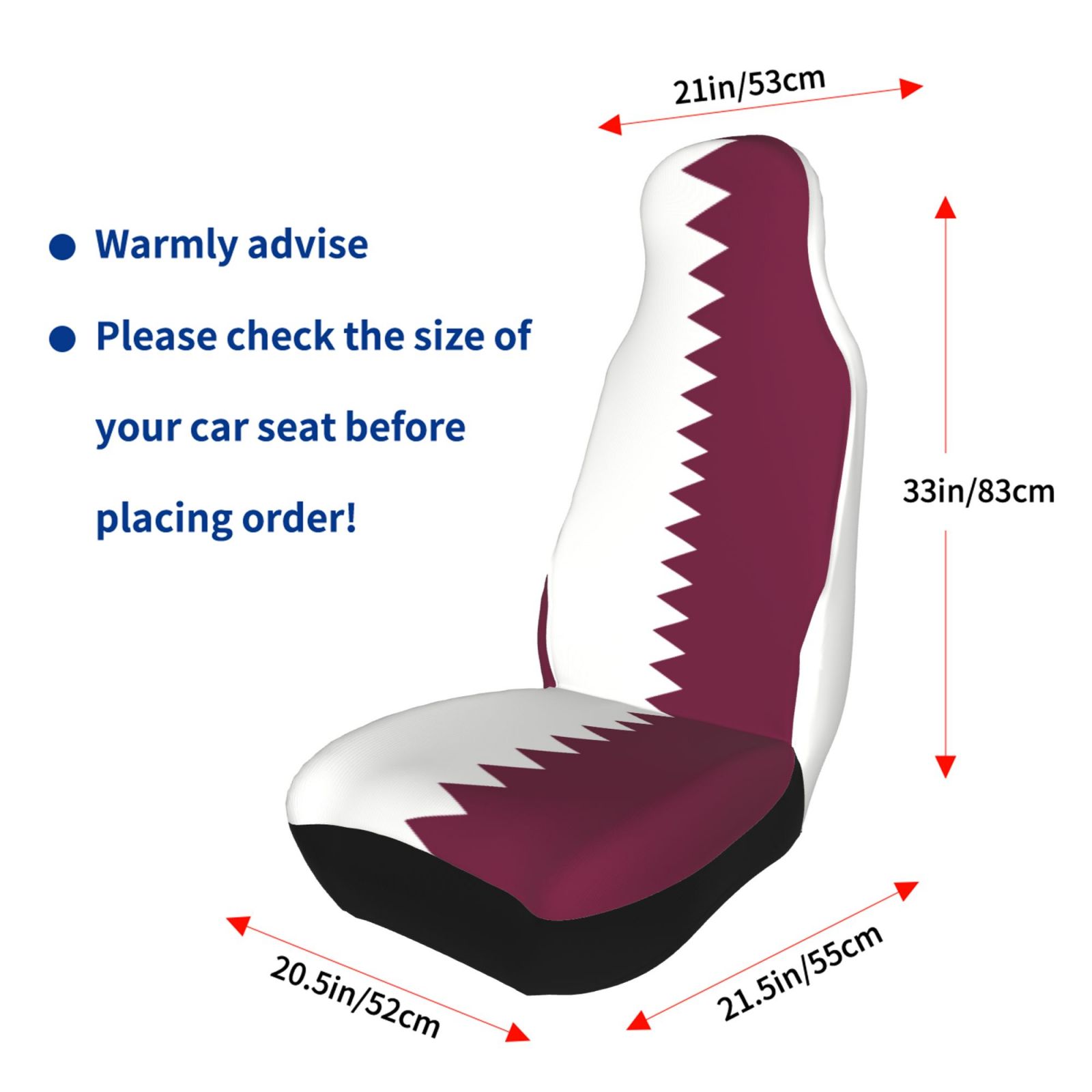 カタール国旗プリント愛国テーマのカーシートカバー 2 個セッ - Car Accessories Qatar のレビューと価格