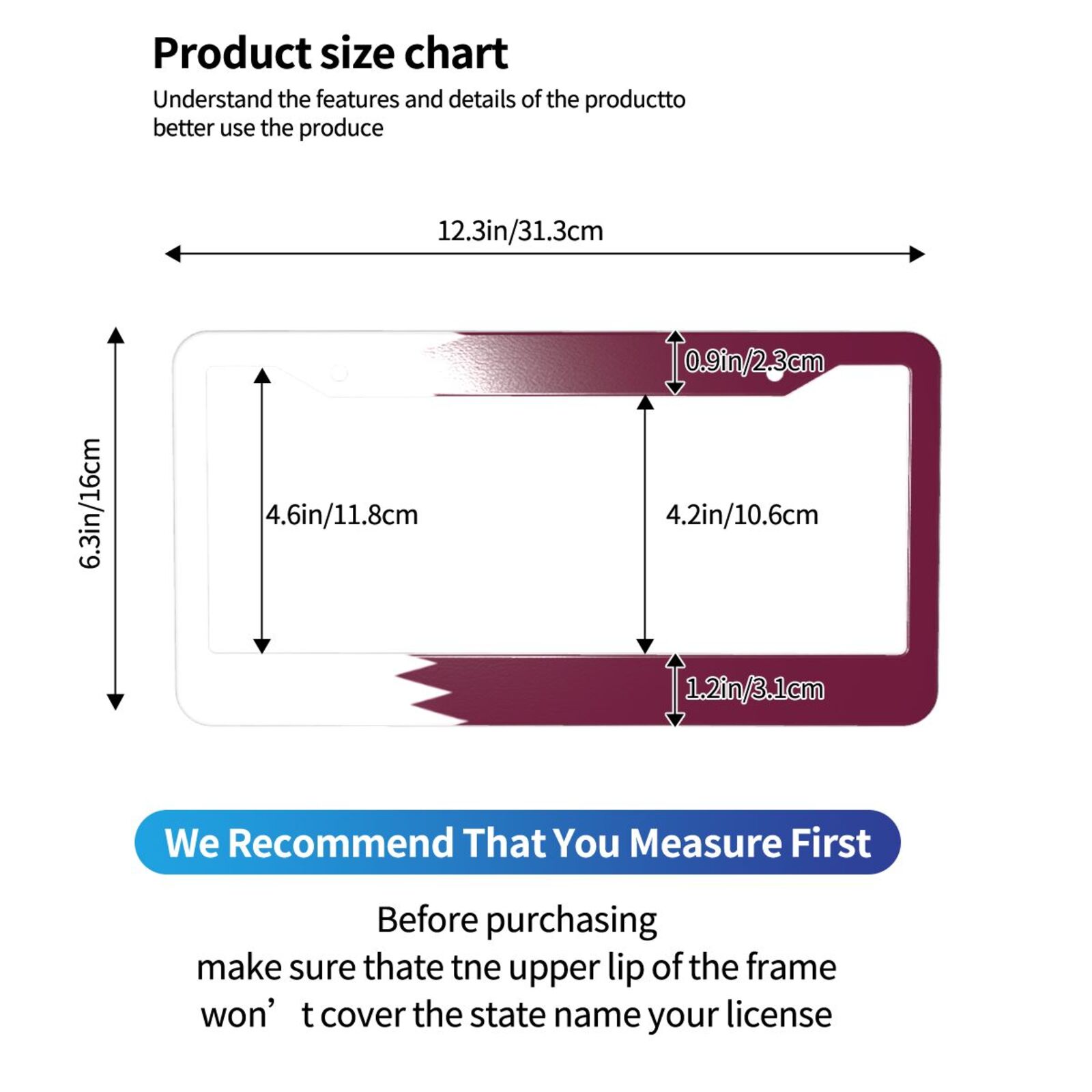 カタールの国旗パターンのナンバープレートホルダー カラフルな - Car Accessories Qatar のレビューと価格