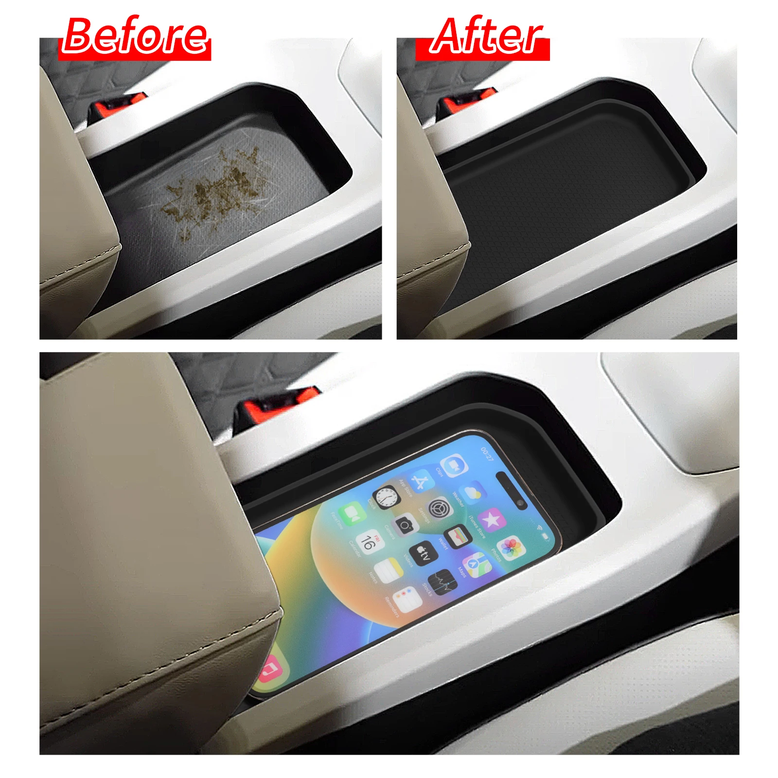 カーセンターコンソール収納パッドトレイシリコンオーガナイザー - Car Accessories Thailand のレビューと価格