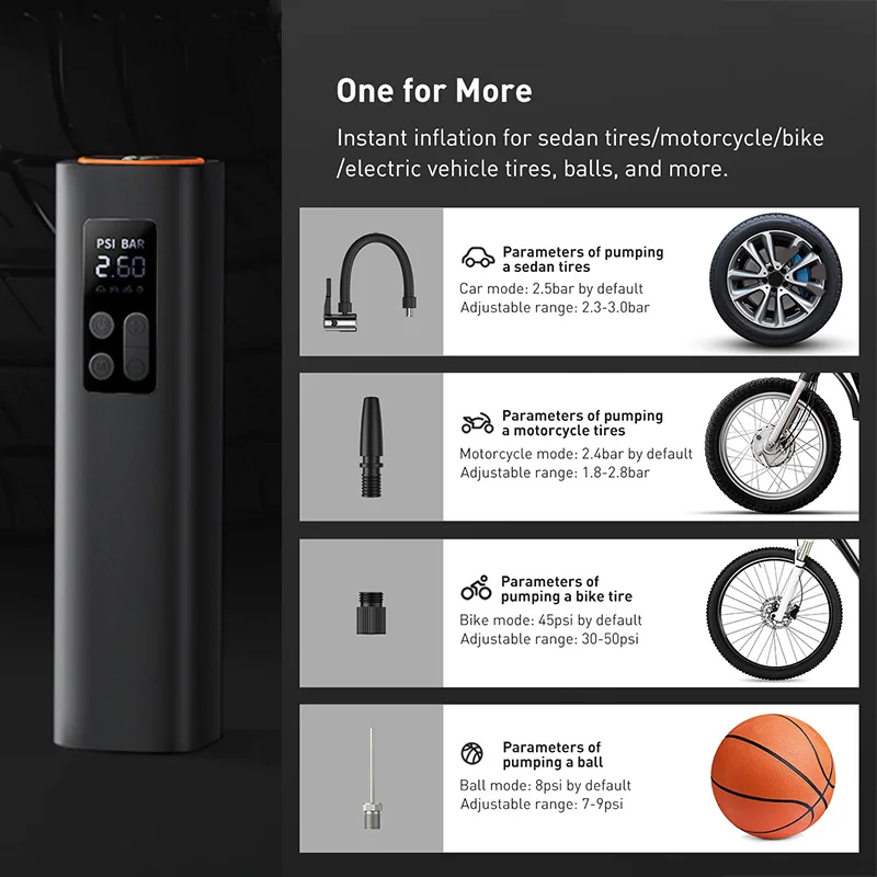 ミニポータブルABSプラスチック製ワイヤレスデジタルタイヤイ - Car Portable Tire Inflator のレビューと価格