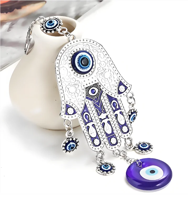 トルコのファティマの手のひら青い目キーホルダーイスラム教の悪 - Car Accessories Evil Eye のレビューと価格