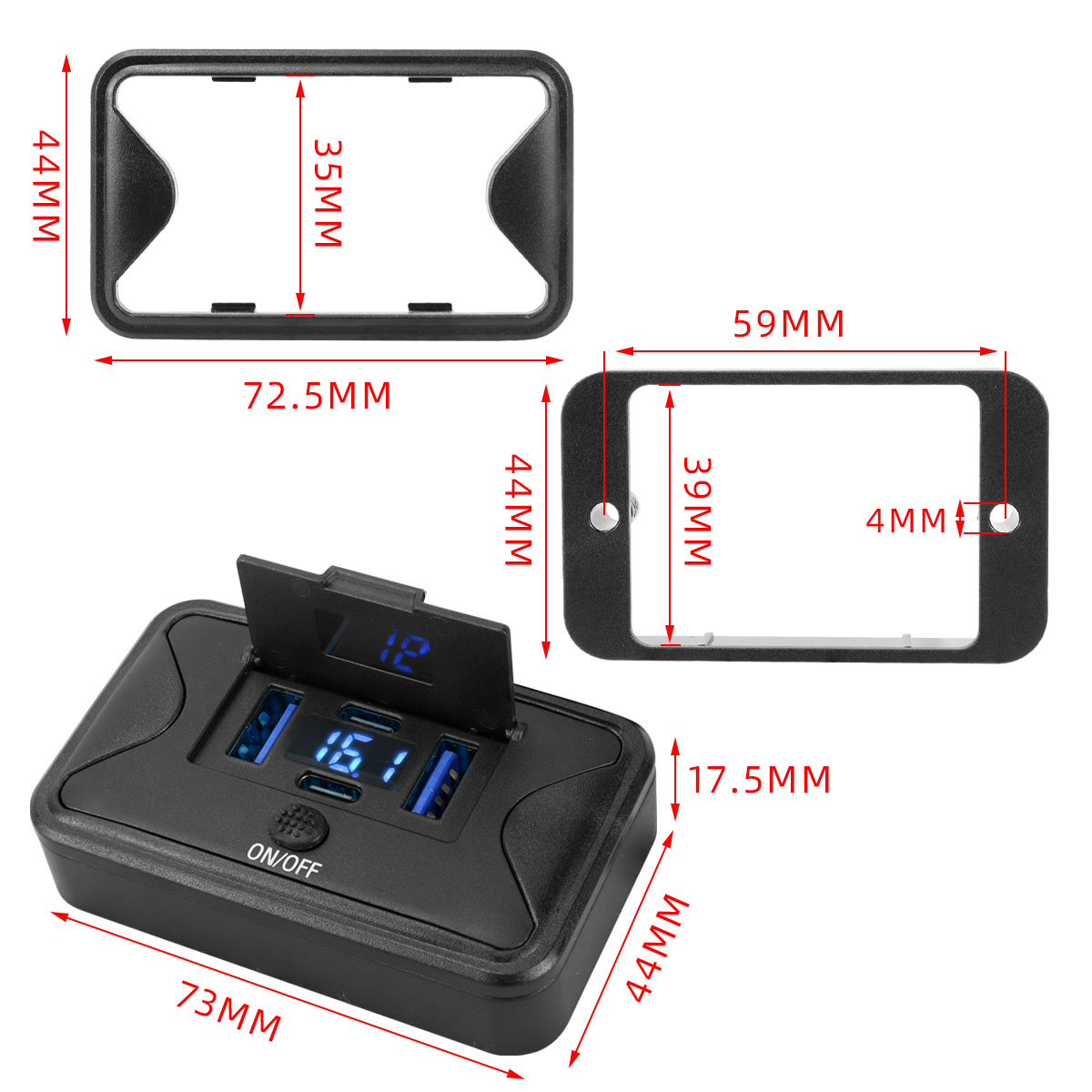 108W 4ポート 12V RV USBパネル、PD3.0  - Car Accessories Thailand のレビューと価格