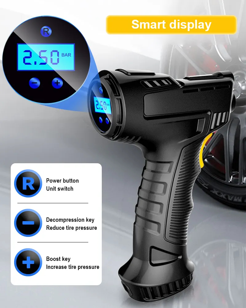 車用エアコンプレッサー 自動充電式 ワイヤレス/有線 タイヤ - Car Portable Tire Inflator のレビューと価格