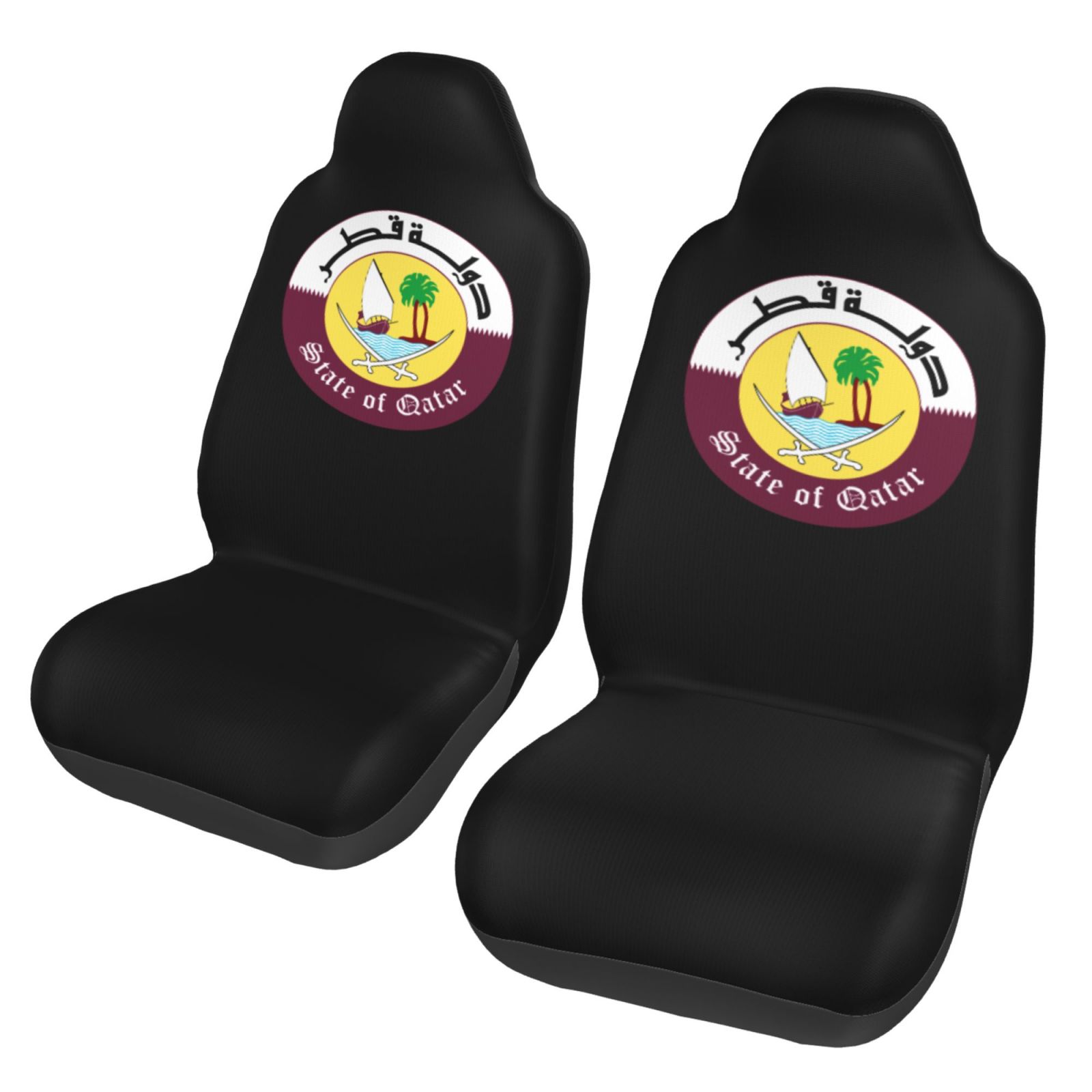 カタール国章パターンカーシートカバー 2 個フロントシートプ - Car Accessories Qatar のレビューと価格