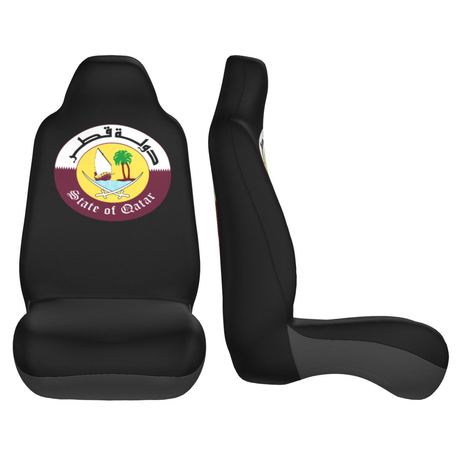 カタール国章パターンカーシートカバー 2 個フロントシートプ - Car Accessories Qatar のレビューと価格