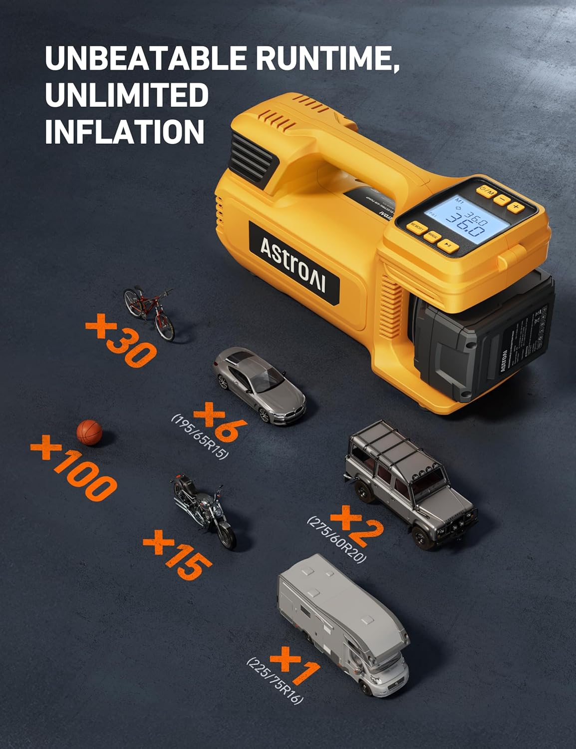 コードレスタイヤインフレーターポータブルエアコンプレッサー、 - Car Portable Tire Inflator のレビューと価格