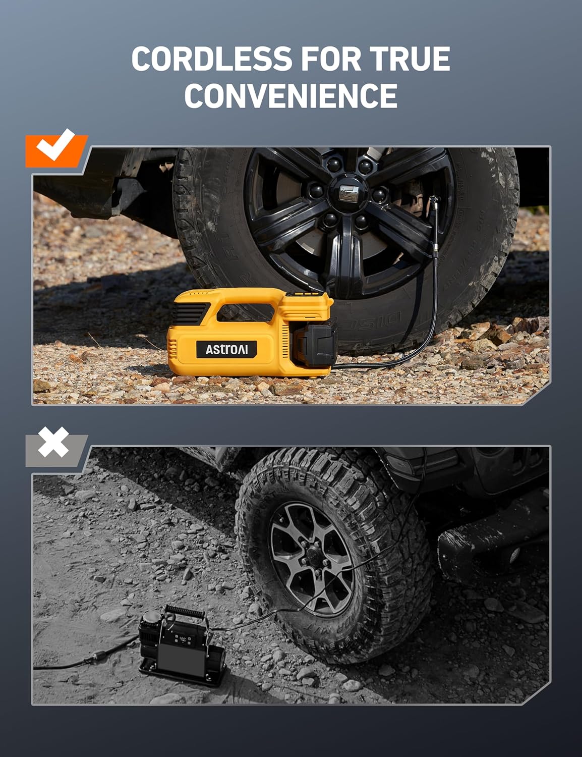 コードレスタイヤインフレーターポータブルエアコンプレッサー、 - Car Portable Tire Inflator のレビューと価格