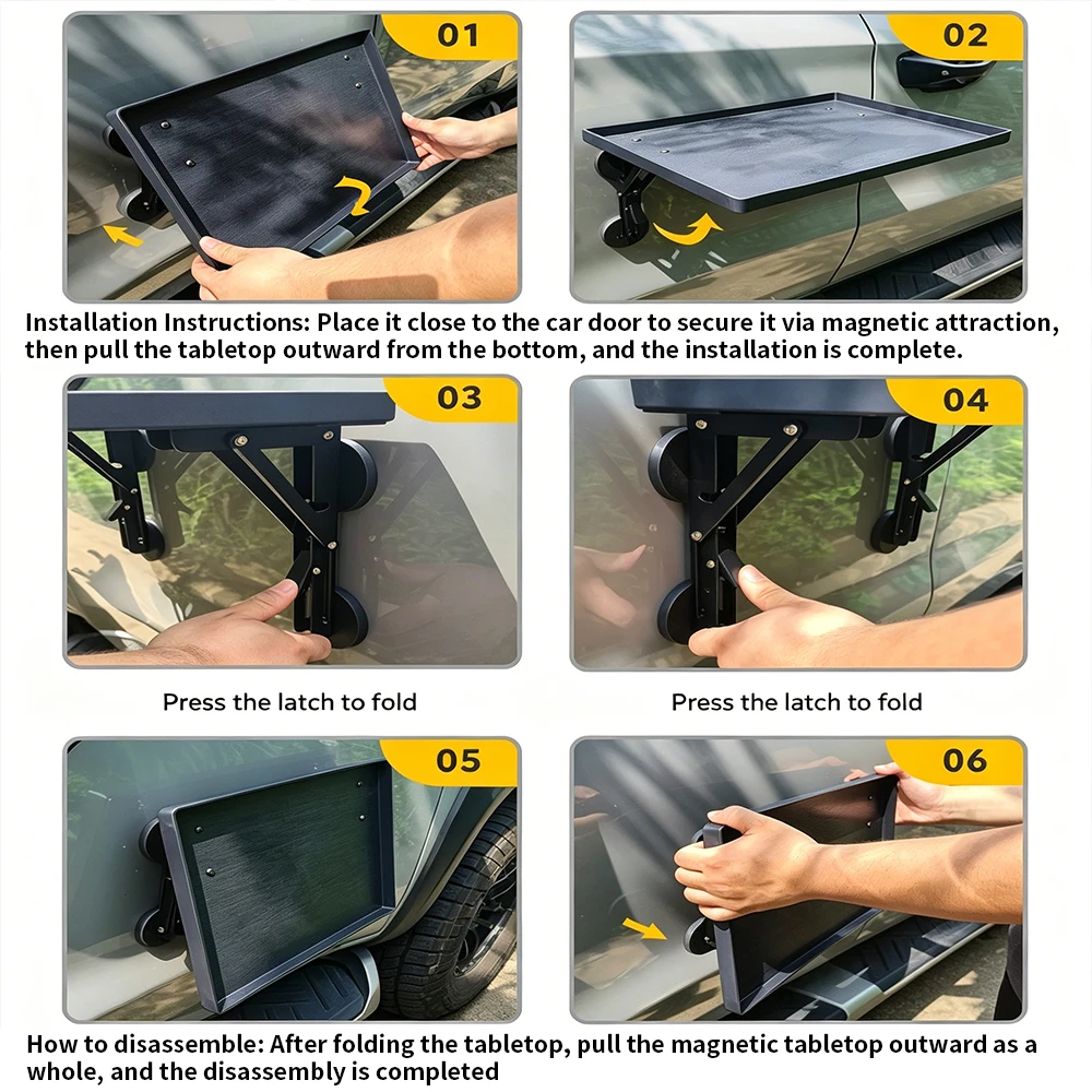 ポータブルカーサイドドアハンギングトレイ折りたたみ式オートテ - Car Accessories For Camping のレビューと価格