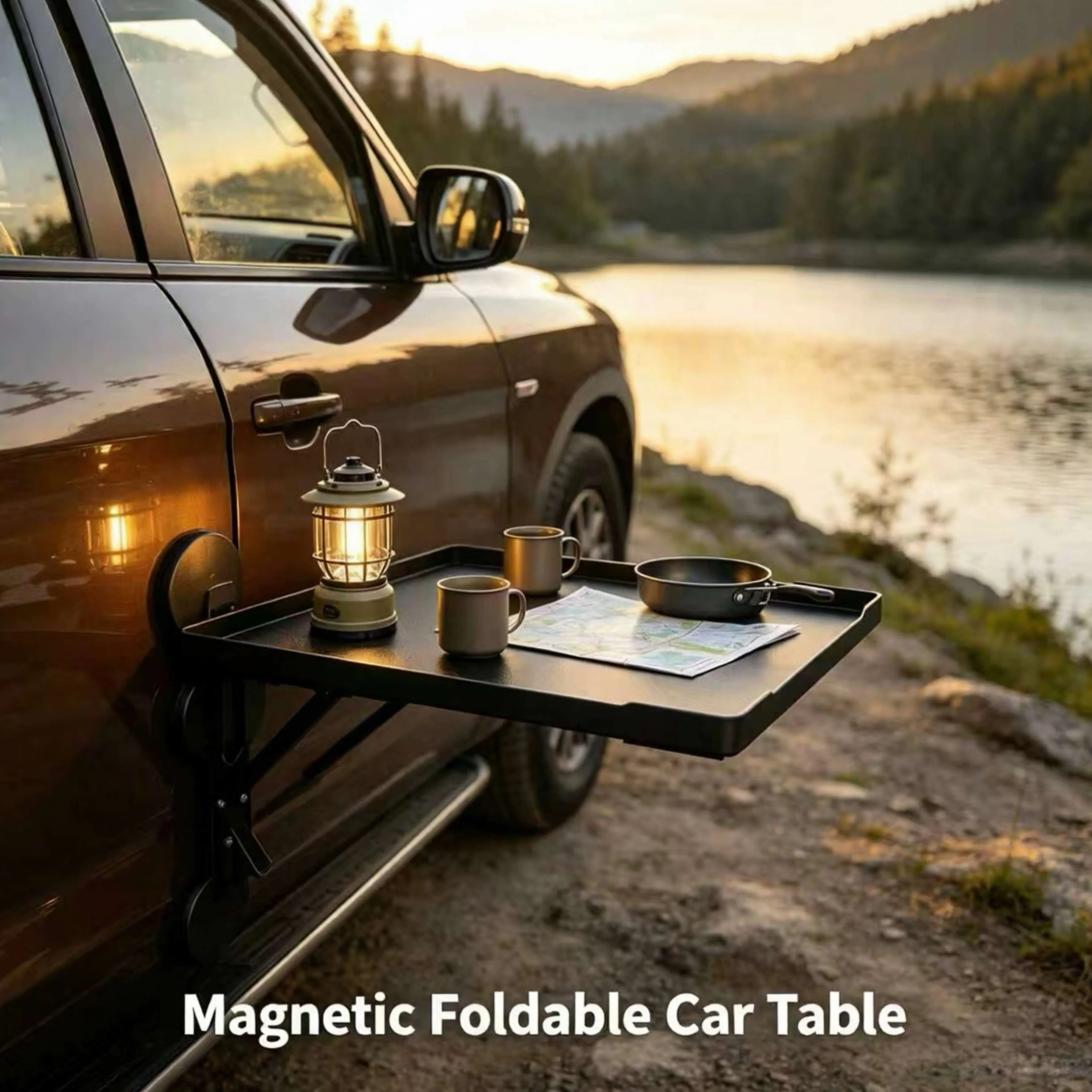 ポータブルカーサイドドアハンギングトレイ折りたたみ式オートテ - Car Accessories For Camping のレビューと価格