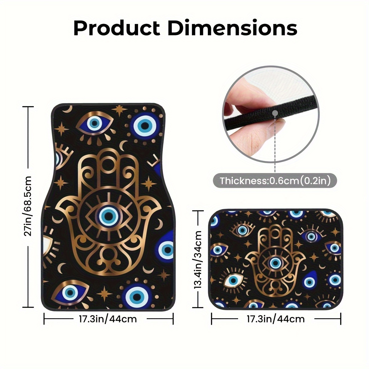 4枚セット 邪視柄プリントカーフロアマット - ユニバーサル - Car Accessories Evil Eye のレビューと価格