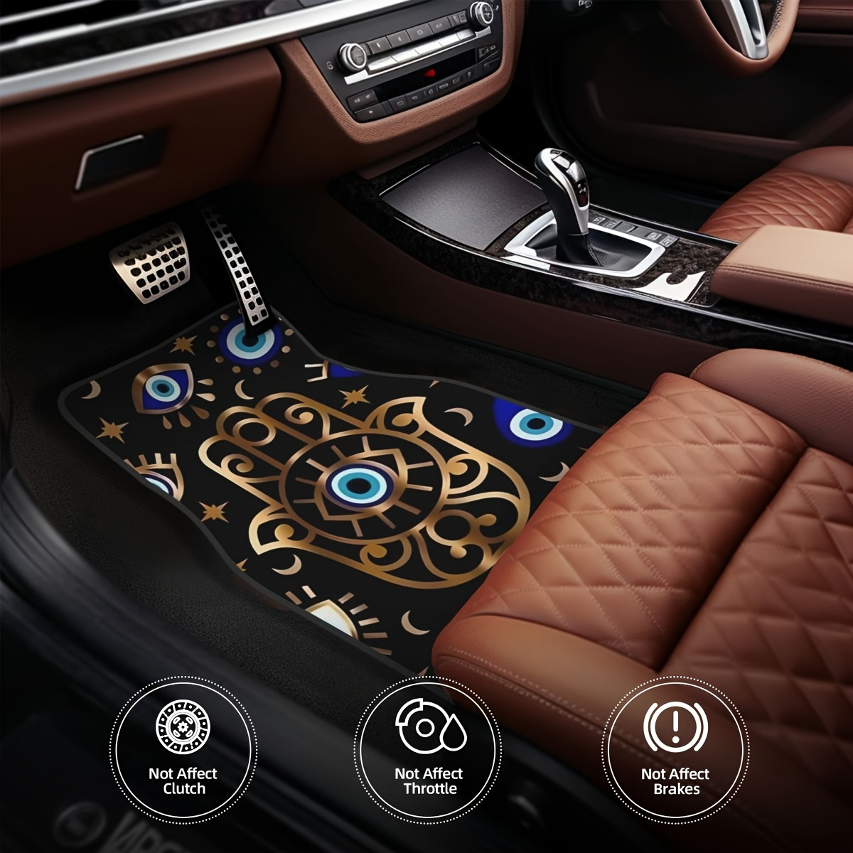 4枚セット 邪視柄プリントカーフロアマット - ユニバーサル - Car Accessories Evil Eye のレビューと価格